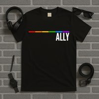 Ally LGBT Support Rainbow Thin Line T-Shirt