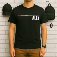 Ally LGBT Support Rainbow Thin Line T-Shirt