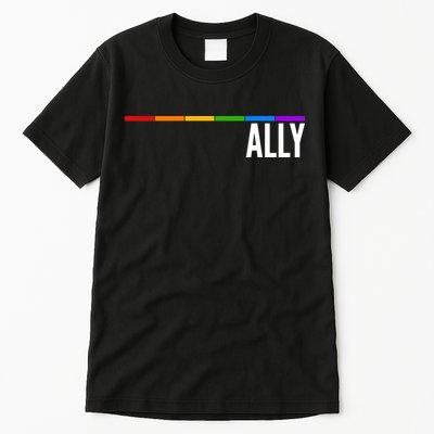 Ally LGBT Support Rainbow Thin Line Tall T-Shirt