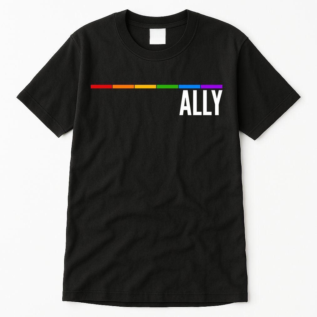 Ally LGBT Support Rainbow Thin Line Tall T-Shirt