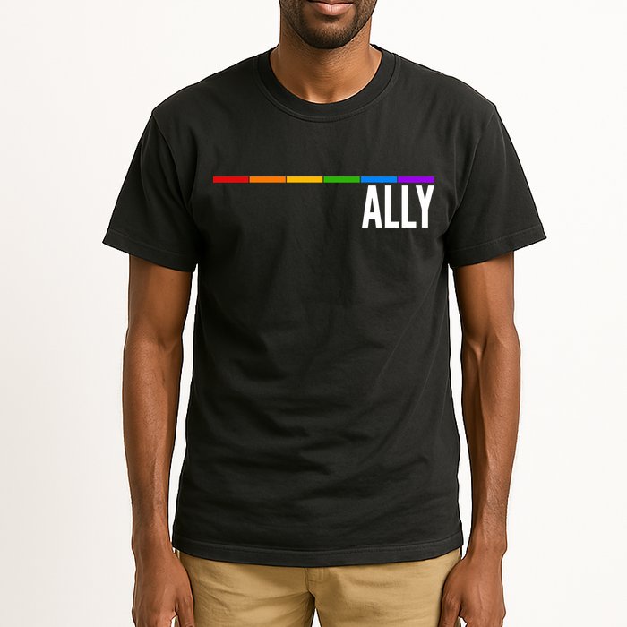 Ally LGBT Support Rainbow Thin Line Tall T-Shirt