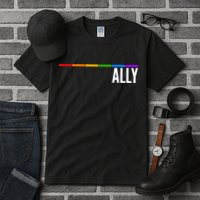 Ally LGBT Support Rainbow Thin Line Tall T-Shirt