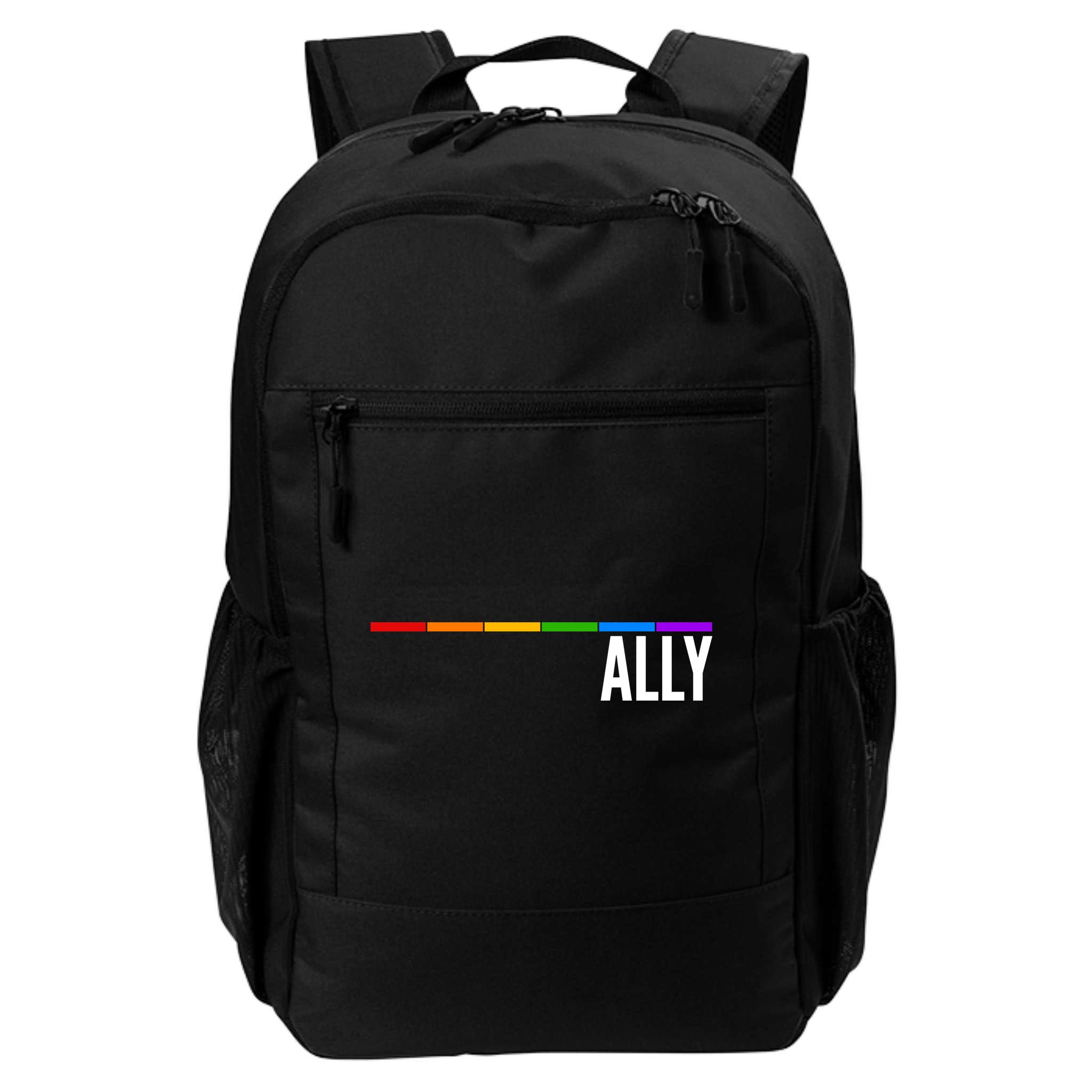 Ally LGBT Support Rainbow Thin Line Backpack