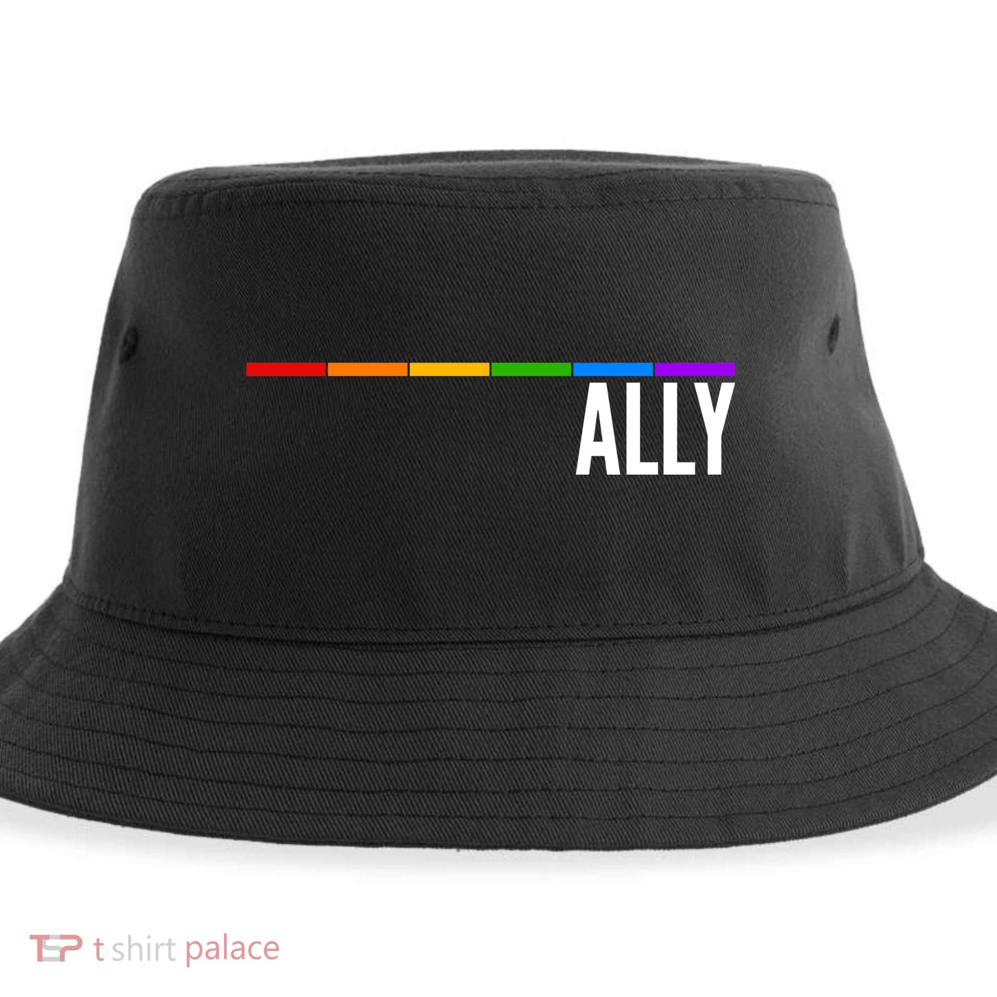 Ally LGBT Support Rainbow Thin Line Sustainable Bucket Hat