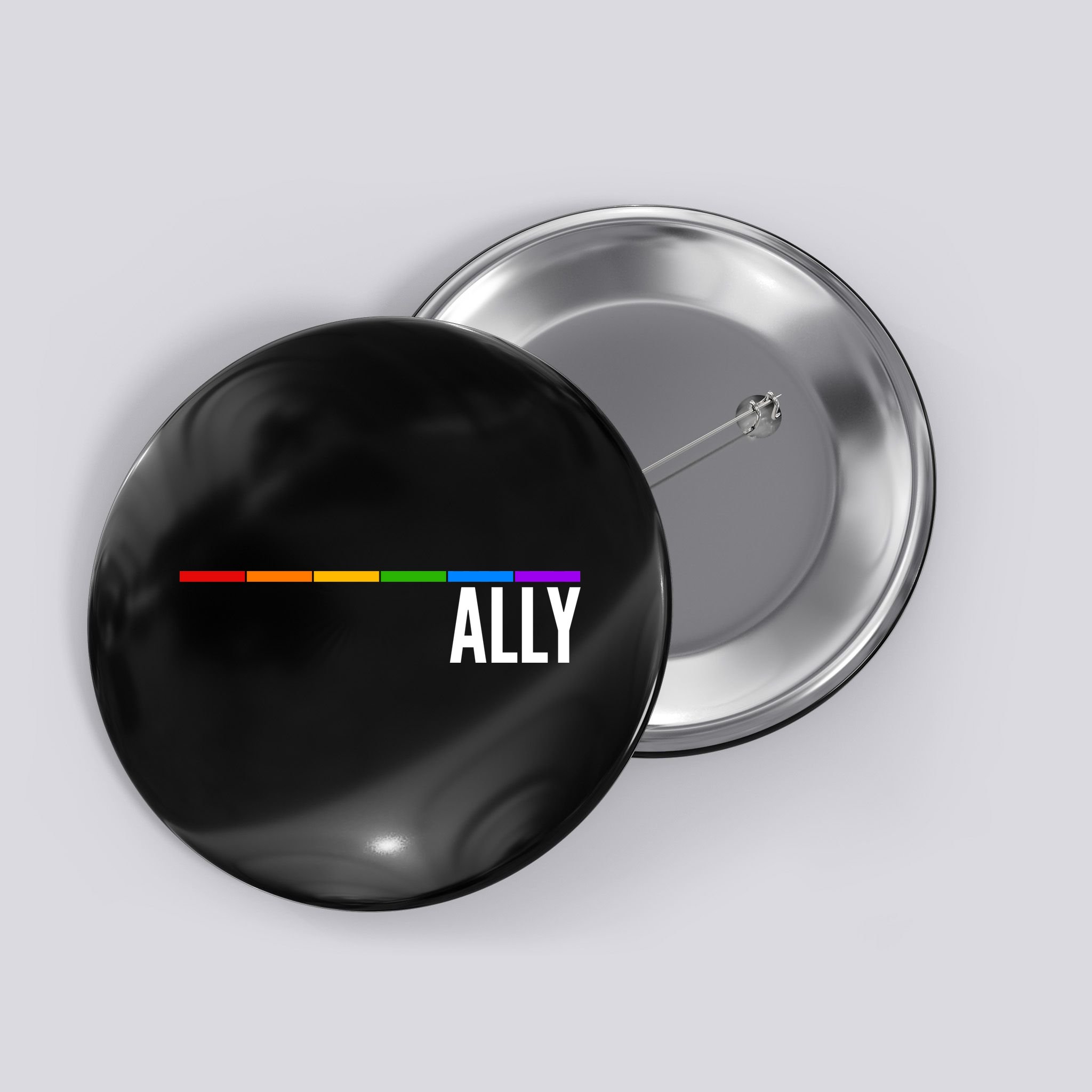 Ally LGBT Support Rainbow Thin Line Button