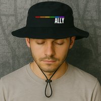 Ally LGBT Support Rainbow Thin Line Bucket Hat
