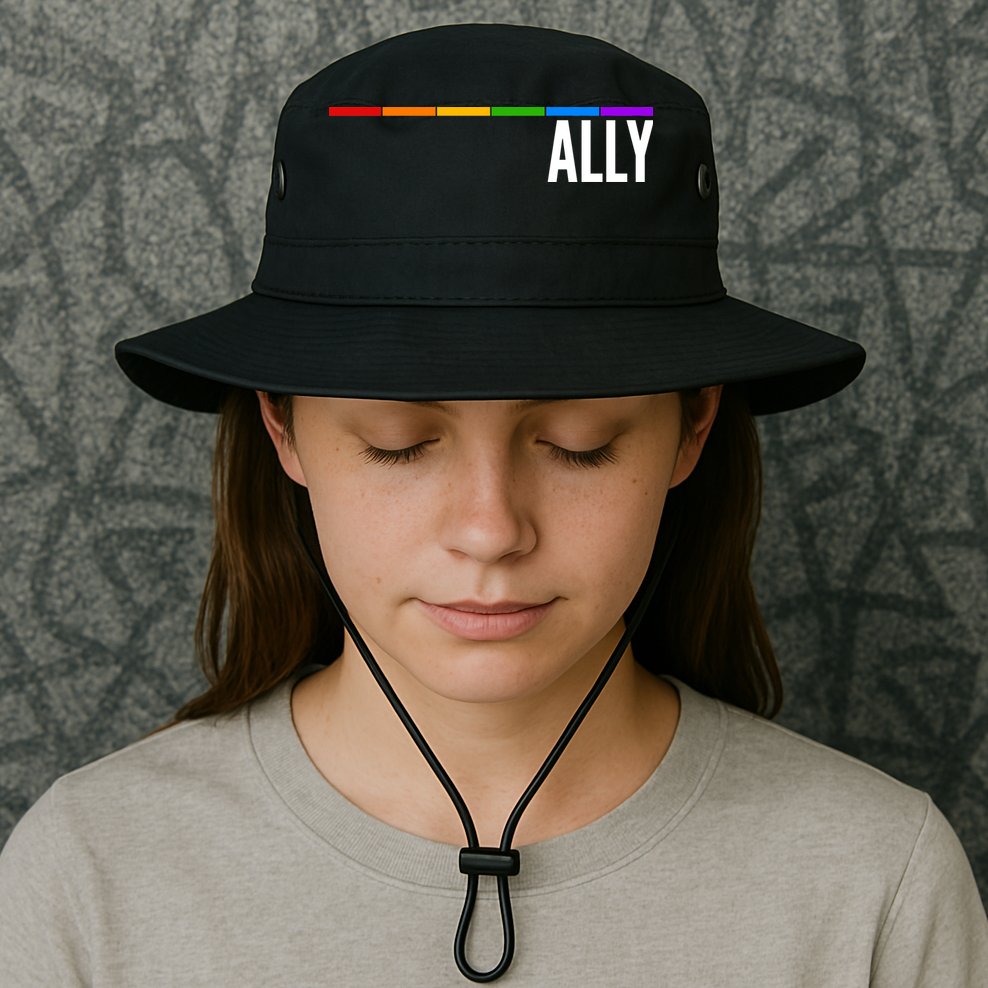 Ally LGBT Support Rainbow Thin Line Bucket Hat