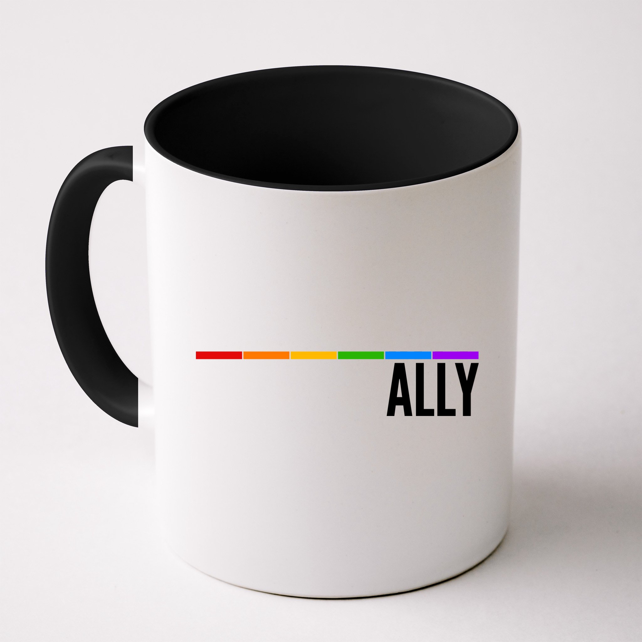 Ally LGBT Support Rainbow Thin Line Mug