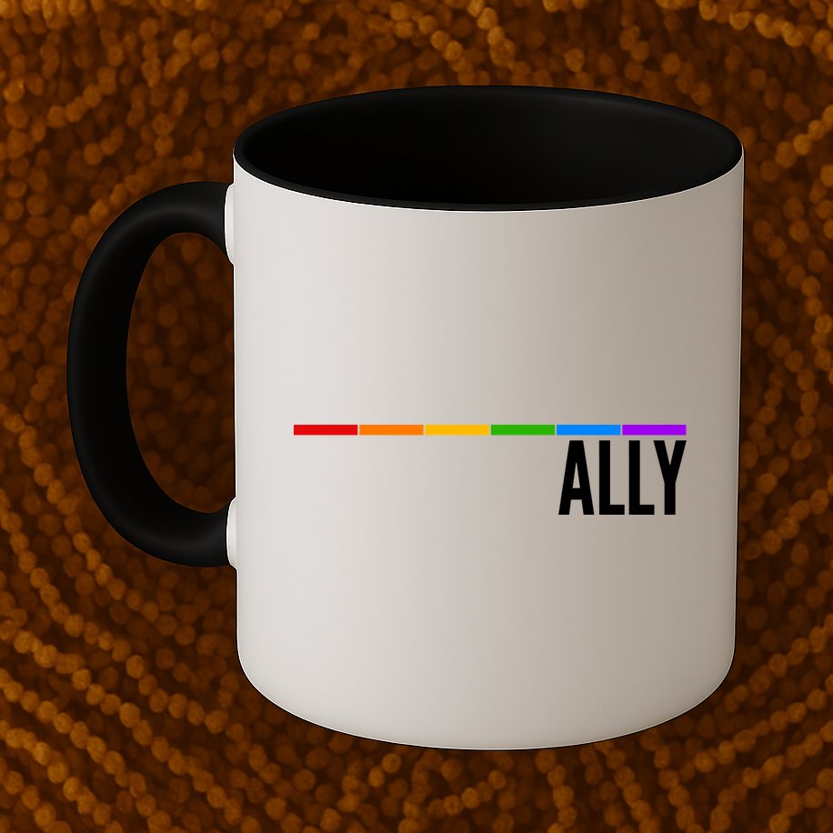 Ally LGBT Support Rainbow Thin Line Mug