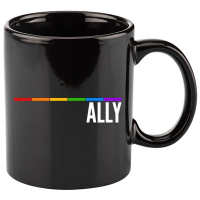 Ally LGBT Support Rainbow Thin Line 11oz C Handle Ceramic Mug