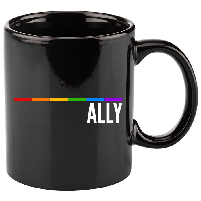 Ally LGBT Support Rainbow Thin Line 11oz C Handle Ceramic Mug