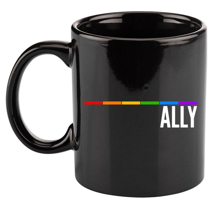 Ally LGBT Support Rainbow Thin Line 11oz C Handle Ceramic Mug