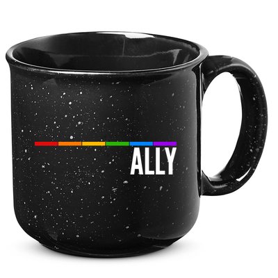 Ally LGBT Support Rainbow Thin Line 15oz Campfire Ceramic Mug