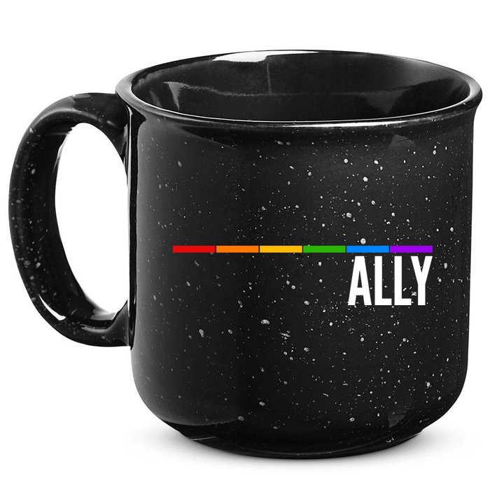 Ally LGBT Support Rainbow Thin Line 15oz Campfire Ceramic Mug