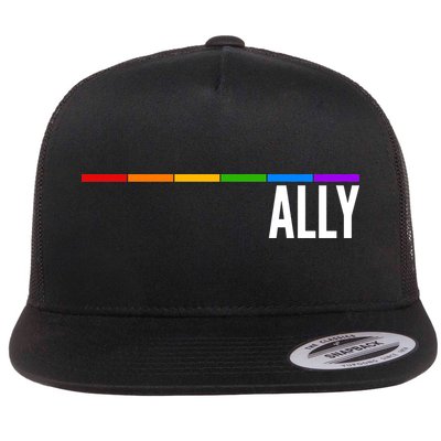 Ally LGBT Support Rainbow Thin Line Flatbill Hat