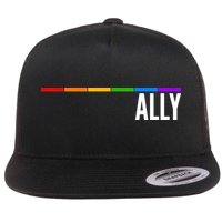 Ally LGBT Support Rainbow Thin Line Flat Bill Trucker Hat