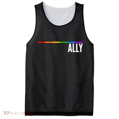 Ally LGBT Support Rainbow Thin Line Mesh Reversible Basketball Jersey Tank