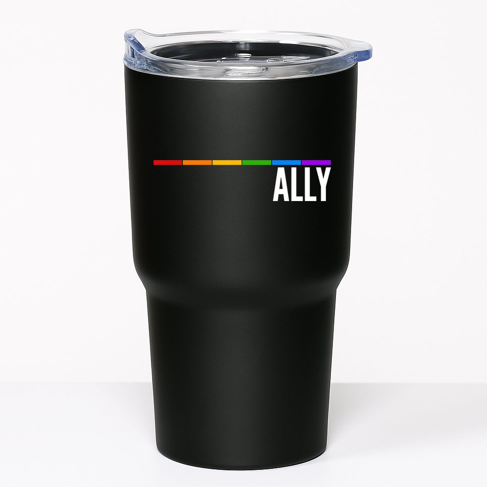 Ally LGBT Support Rainbow Thin Line Tumbler