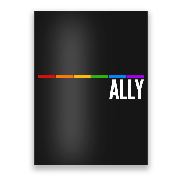 Ally LGBT Support Rainbow Thin Line Poster