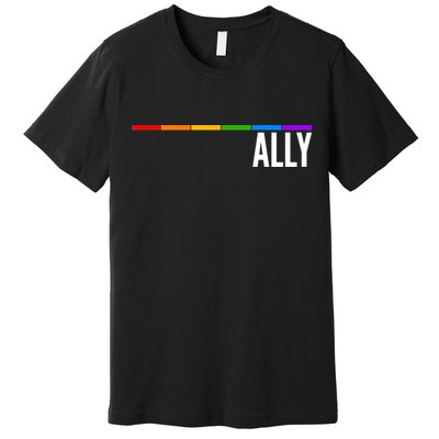 Ally LGBT Support Rainbow Thin Line Premium T-Shirt