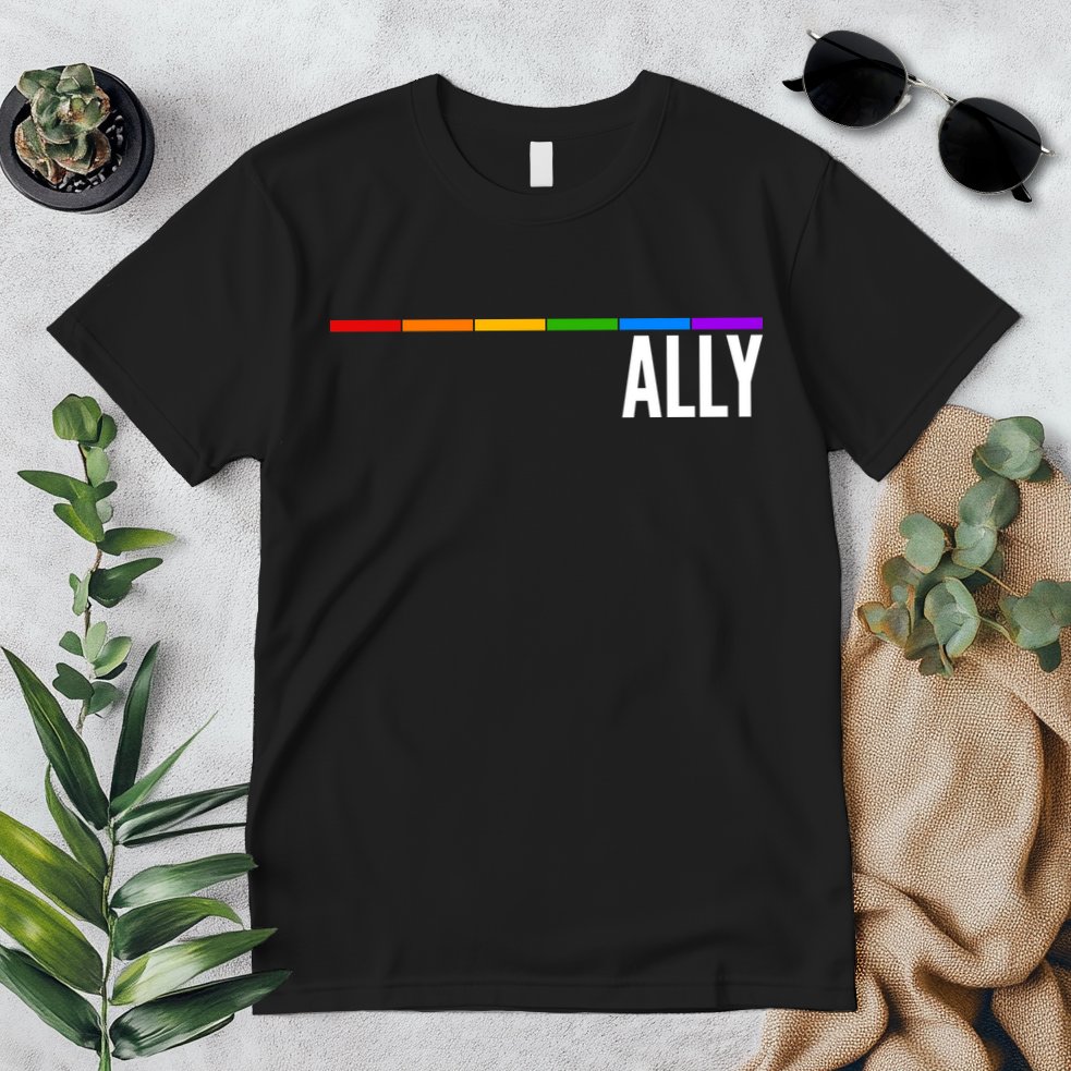 Ally LGBT Support Rainbow Thin Line Premium T-Shirt