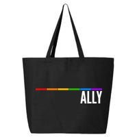 Ally LGBT Support Rainbow Thin Line 25L Jumbo Tote