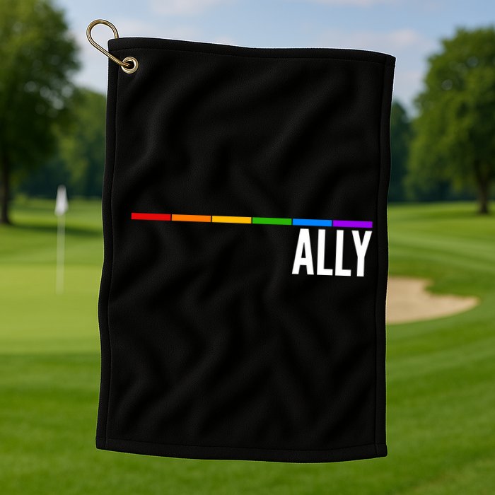 Ally LGBT Support Rainbow Thin Line Golf Towel