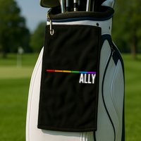 Ally LGBT Support Rainbow Thin Line Golf Towel