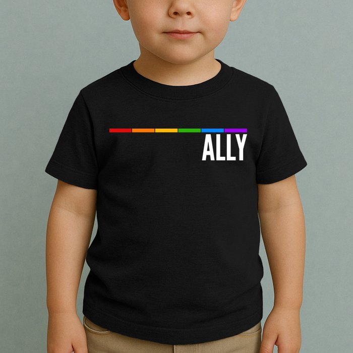 Ally LGBT Support Rainbow Thin Line Toddler T-Shirt