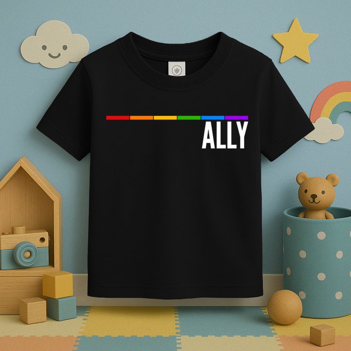 Ally LGBT Support Rainbow Thin Line Toddler T-Shirt