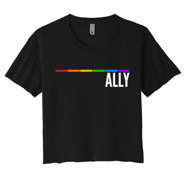 Ally LGBT Support Rainbow Thin Line Crop Top