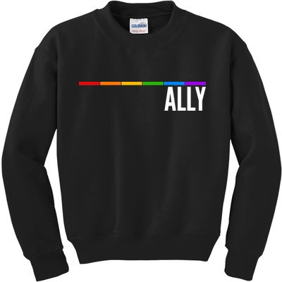 Ally LGBT Support Rainbow Thin Line Kids Sweatshirt