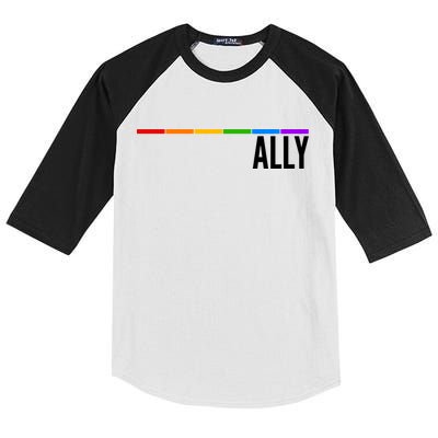 Ally LGBT Support Rainbow Thin Line Kids Colorblock Raglan Jersey