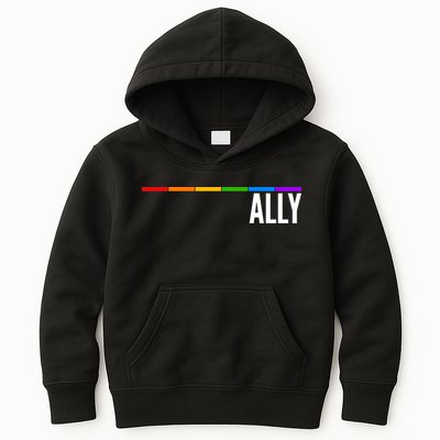 Ally LGBT Support Rainbow Thin Line Kids Hoodie