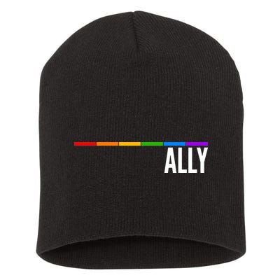 Ally LGBT Support Rainbow Thin Line Short Acrylic Beanie