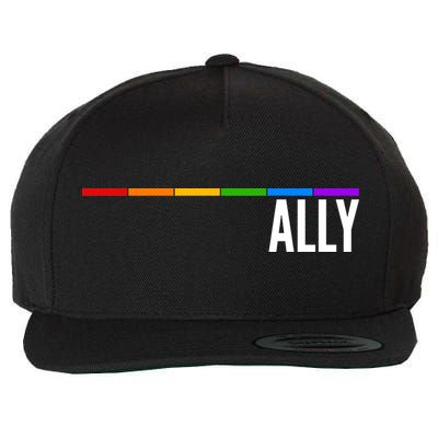 Ally LGBT Support Rainbow Thin Line Wool Snapback Cap