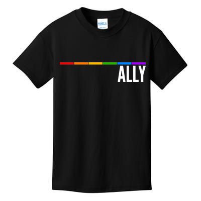 Ally LGBT Support Rainbow Thin Line Kids T-Shirt