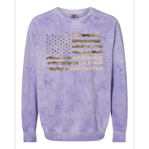 Awesome Like My Daughter Dad Fathers Day Camo American Flag Colorblast Crewneck Sweatshirt