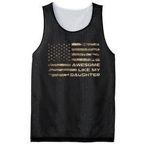 Awesome Like My Daughter Dad Fathers Day Camo American Flag Mesh Reversible Basketball Jersey Tank