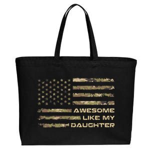 Awesome Like My Daughter Dad Fathers Day Camo American Flag Cotton Canvas Jumbo Tote