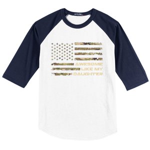 Awesome Like My Daughter Dad Fathers Day Camo American Flag Baseball Sleeve Shirt