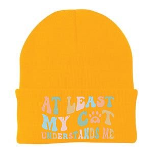 At Least My Cat Loves Me Funny Sarcastic Cat Lover Quote Knit Cap Winter Beanie