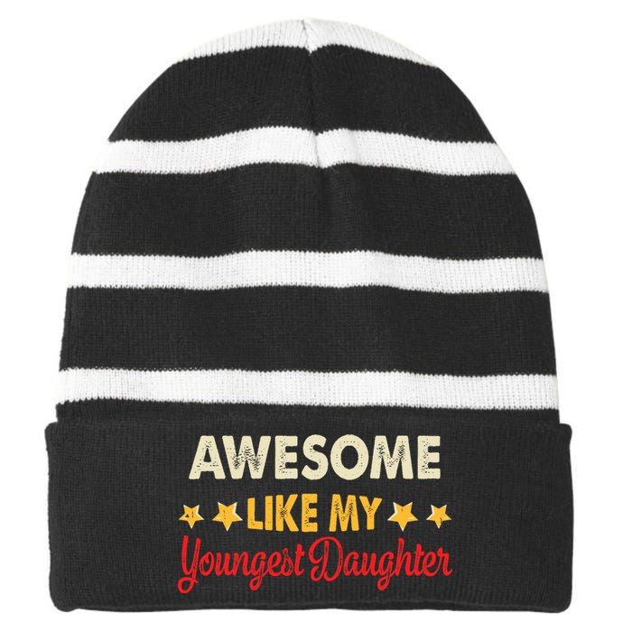 Awesome Like My Youngest Daughter Vintage MotherS Day Striped Beanie with Solid Band