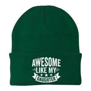 AWESOME LIKE MY DAUGHTER Dad Funny Fathers Day Knit Cap Winter Beanie