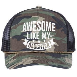 AWESOME LIKE MY DAUGHTER Dad Funny Fathers Day Retro Rope Trucker Hat Cap