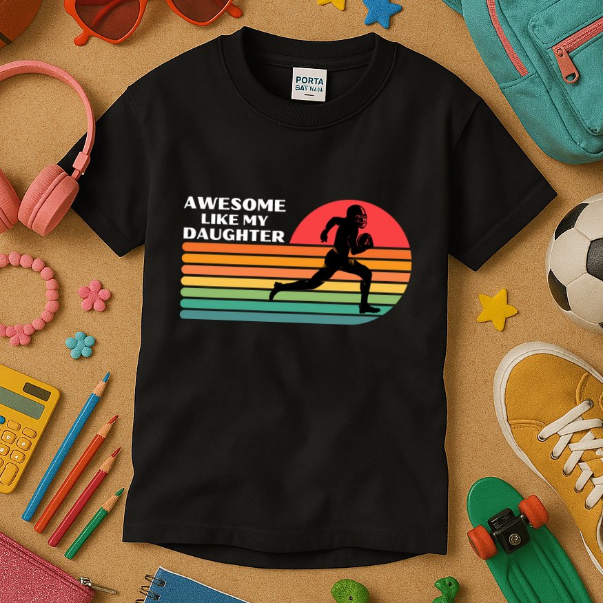 Awesome Like My Daughter Vintage Football Kids T-Shirt