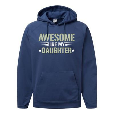 Awesome Like My Daughter Funny Dad Saying Graphic Performance Fleece Hoodie