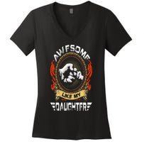 Awesome Like My Daughter Father Funny Fathers Day Dad Women's V-Neck T-Shirt