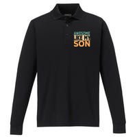 Awesome Like My Son Funny Dad Daddy Fathers Day Performance Long Sleeve Polo