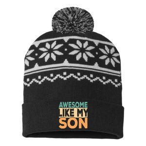 Awesome Like My Son Funny Dad Daddy Fathers Day USA-Made Snowflake Beanie